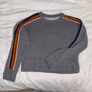 Cropped grey rainbow sweatshirt